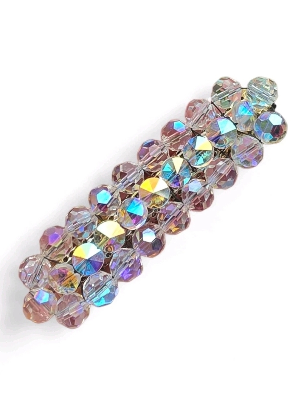 Vintage Signed Hobe AB Glass Crystal Beaded Bar Brooch